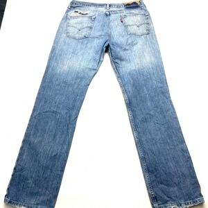 THRASHED Levi's 514 Straight Fit Jeans Mens 33x32 Vintage Tint Denim Mid Rise